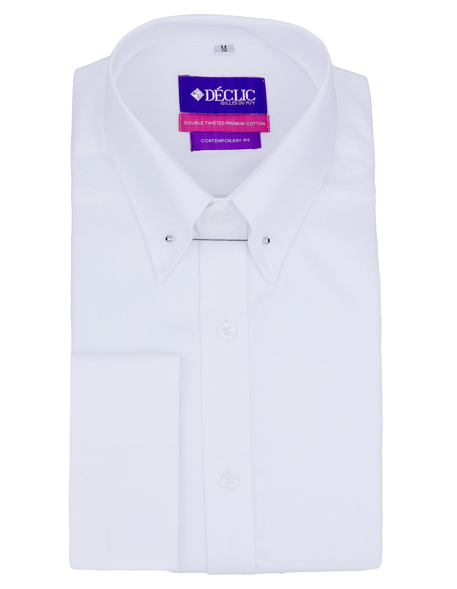 DÉCLIC Sel Slim Pin Collar Shirt - Double Cuff