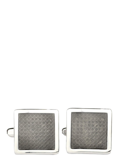 DÉCLIC Textured Square Enamel Cufflink - Black