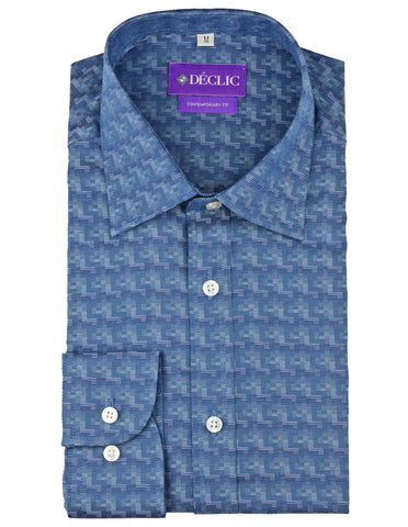 DÉCLIC Salinas Textured Check Shirt - Blue
