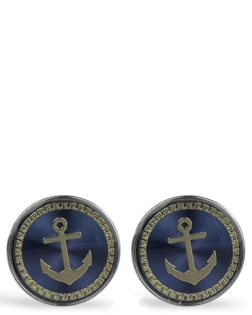 DÉCLIC Anchor Round Cufflink - Blue