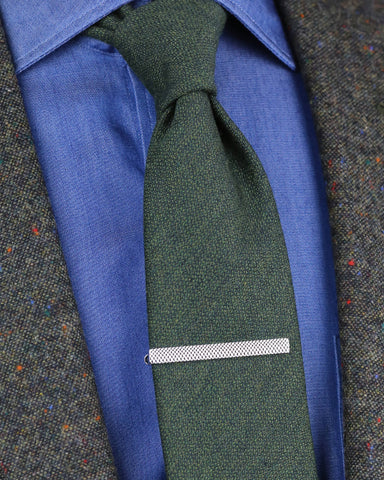 DÉCLIC Textured Short Tie Bar - Silver
