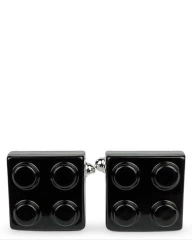 DÉCLIC Diamante Square Silver Cufflink - Black