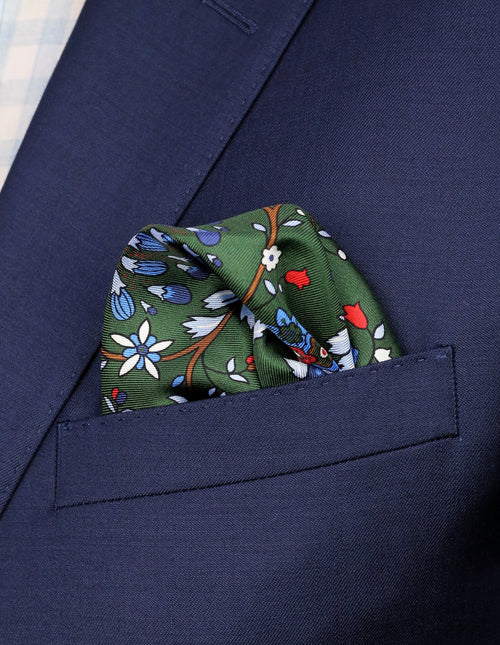 DÉCLIC Waterdale Floral Pocket Square - Green