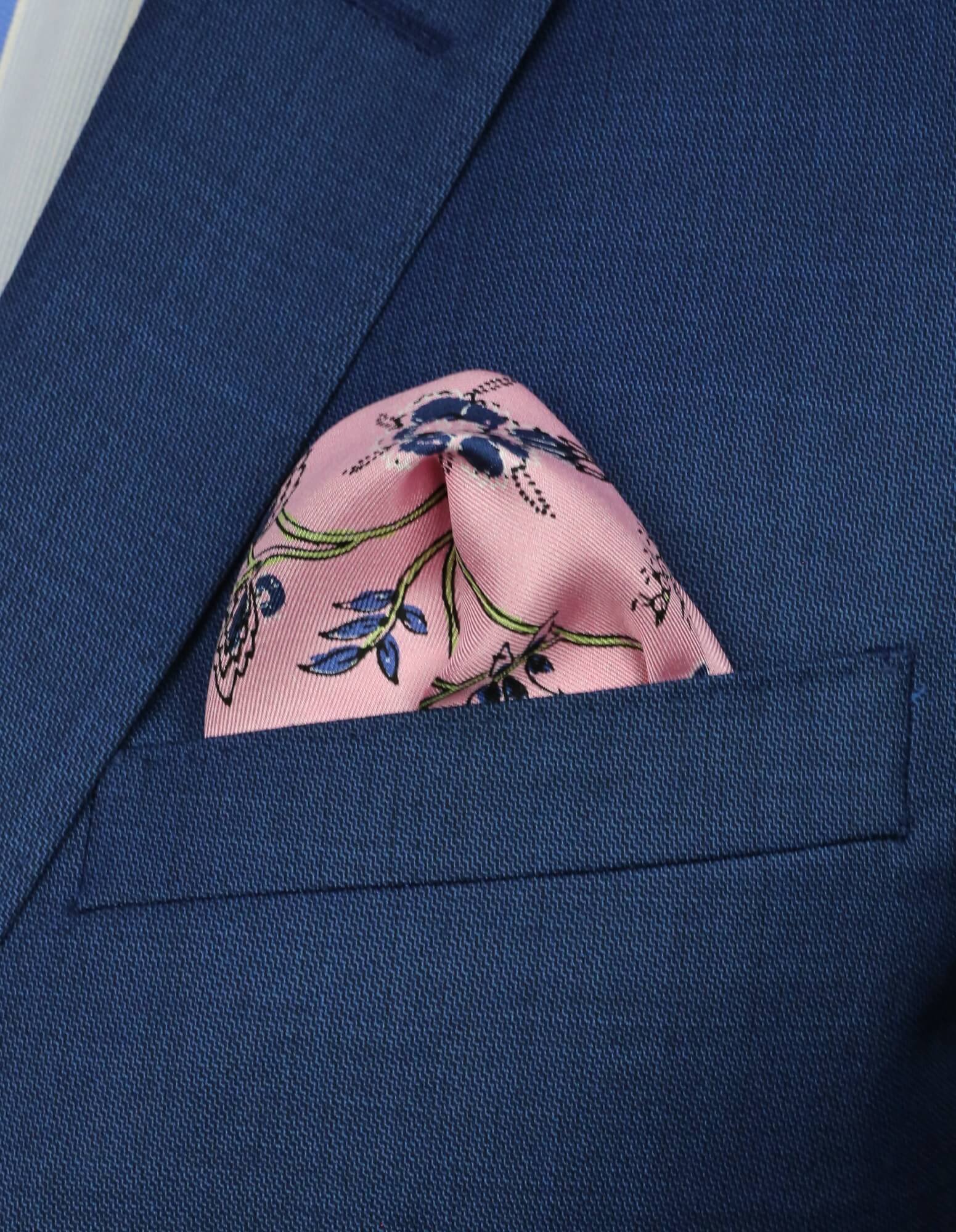 DÉCLIC Staveley Floral Pocket Square - Pink