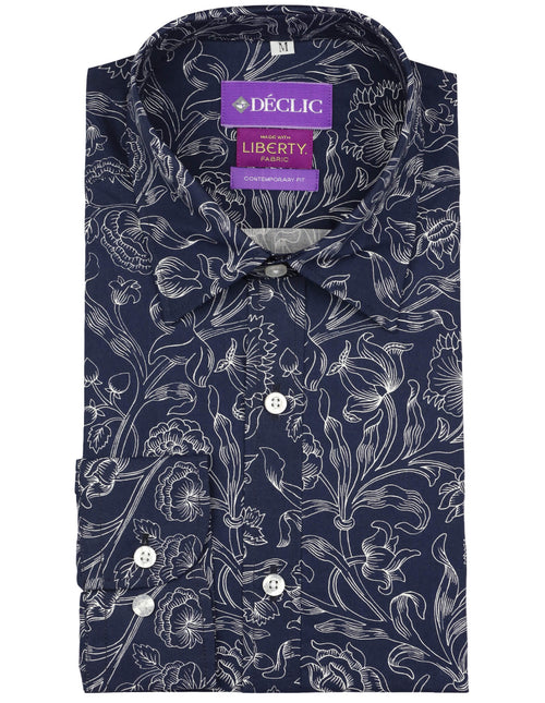 DÉCLIC Liberty Constantia Sketch Print Shirt - Navy