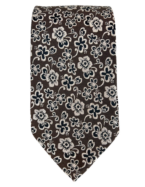 CANTINI Edera Floral Tie - Chocolate