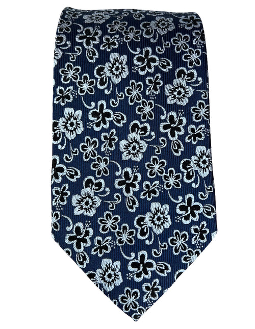 CANTINI Edera Floral Tie - Navy