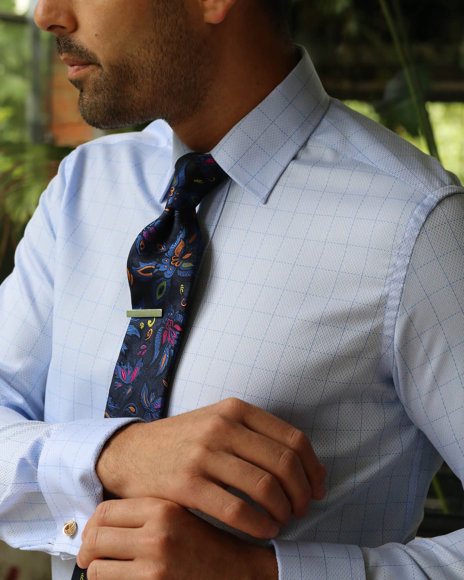 DÉCLIC Salinas Textured Check Shirt - Blue
