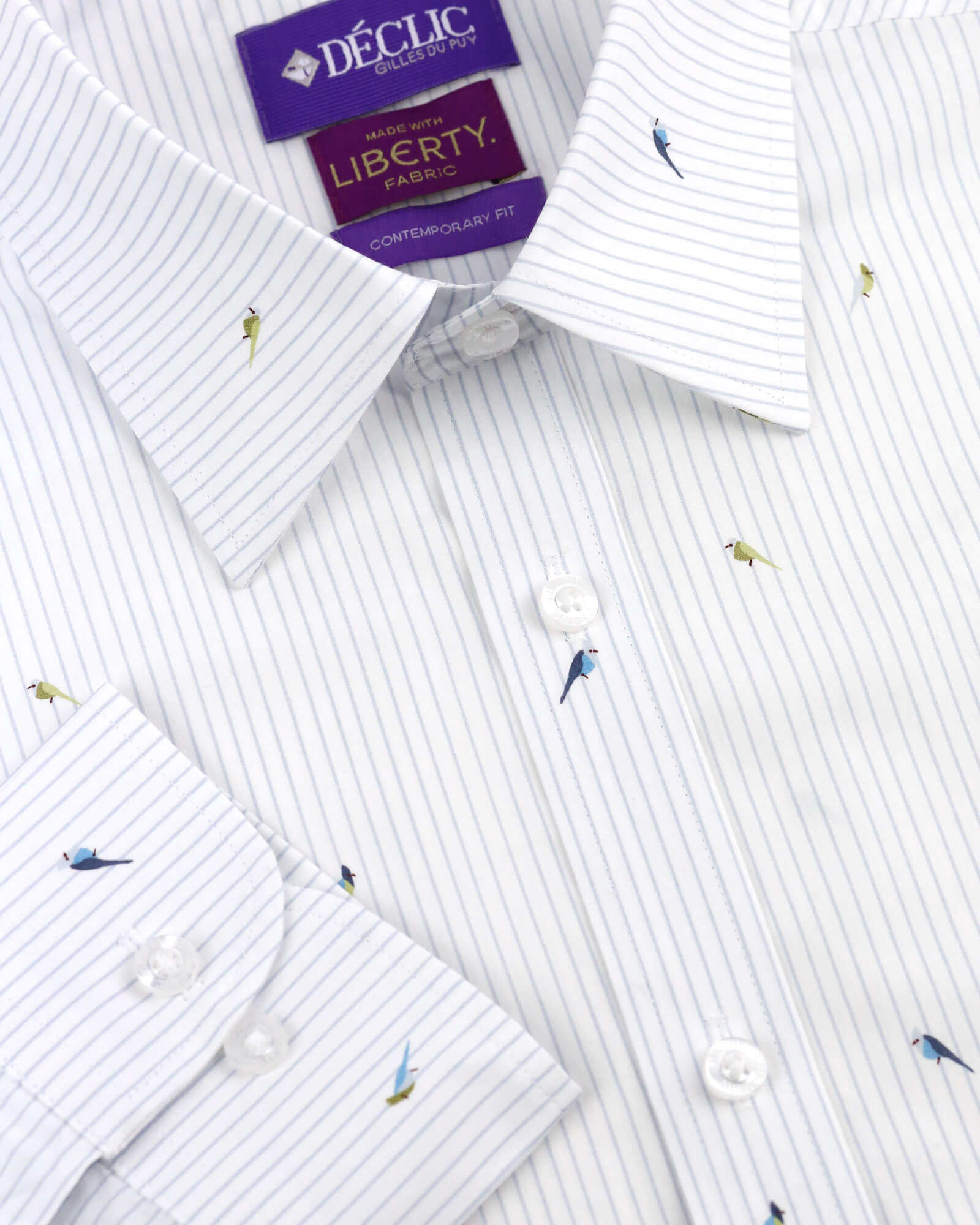 DÉCLIC Liberty Parrot Flock Stripe Print Shirt - White