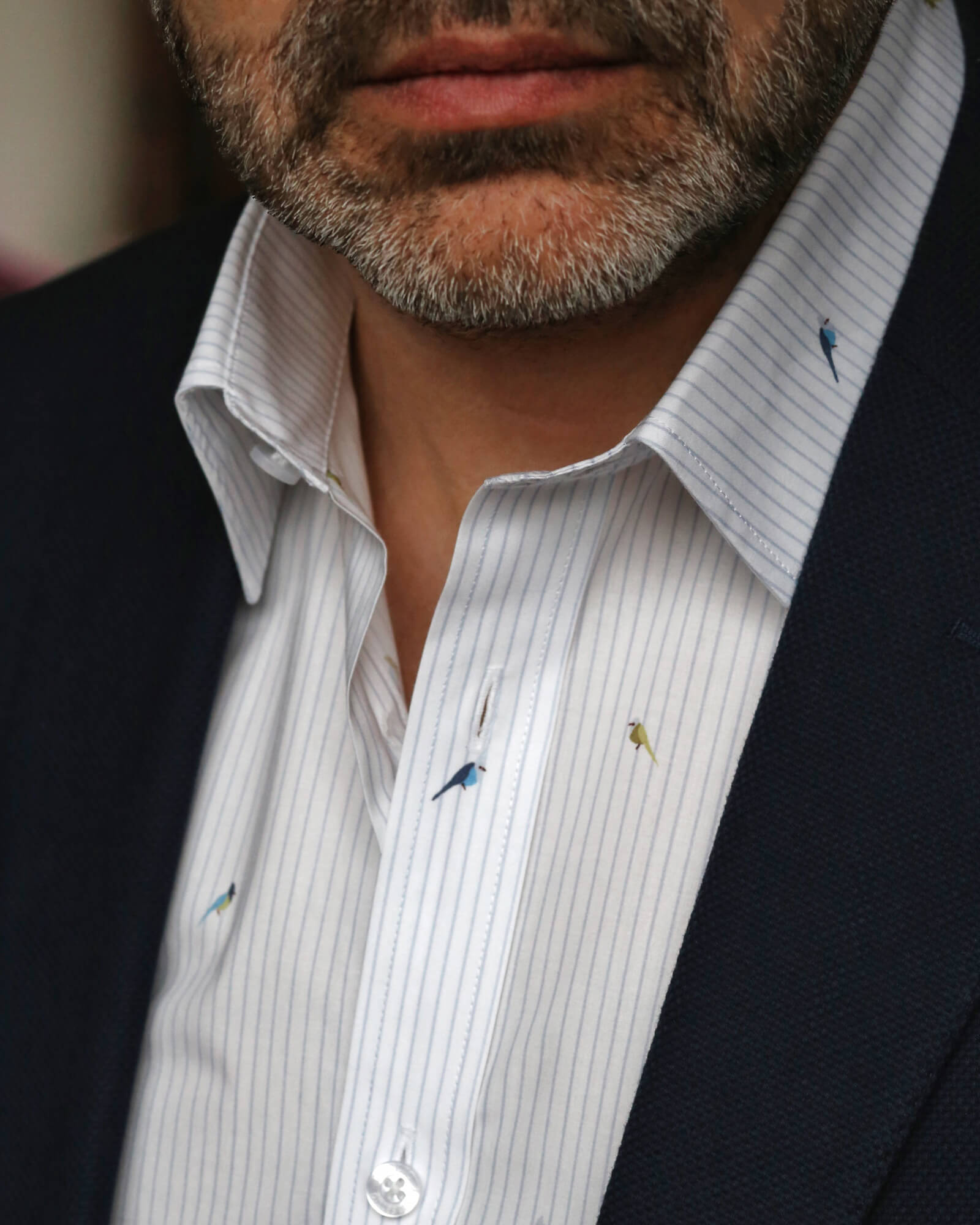 DÉCLIC Liberty Parrot Flock Stripe Print Shirt - White