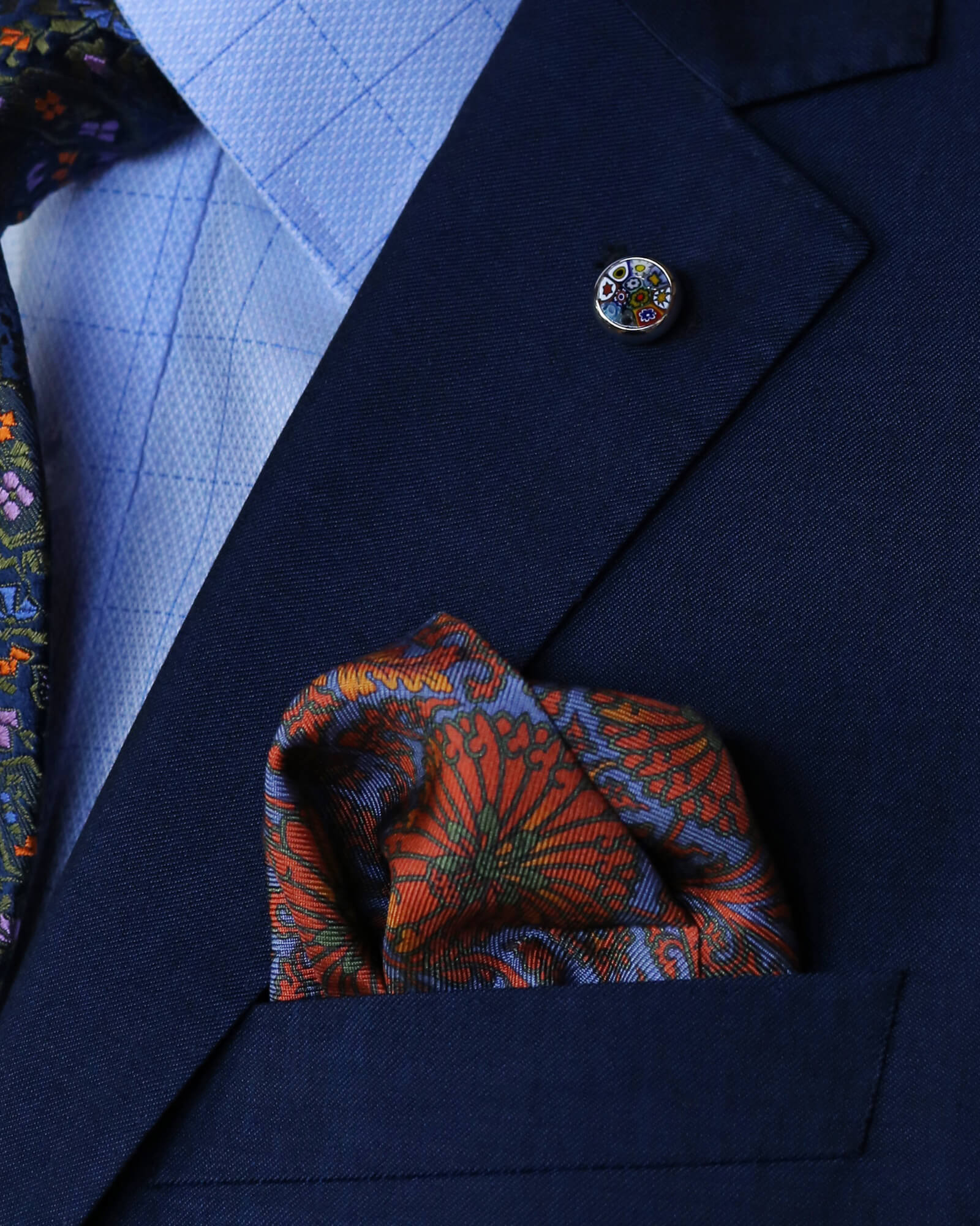 DÉCLIC Priory Reversible Pocket Square - Steel