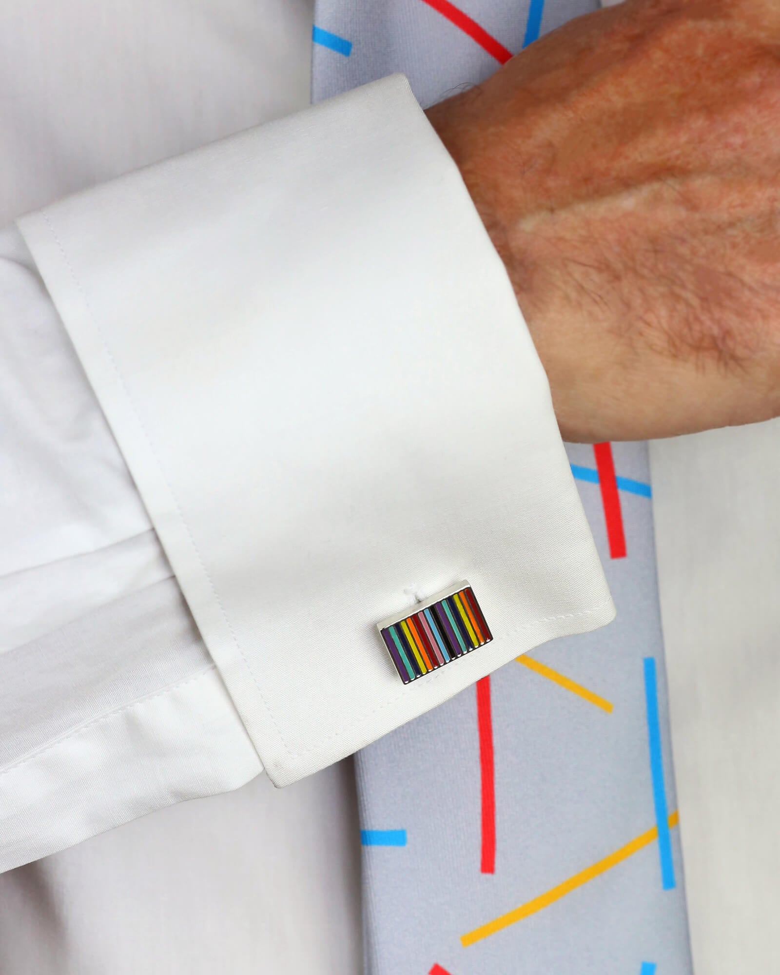 DÉCLIC Multi-Stripe Rectangle Cufflink
