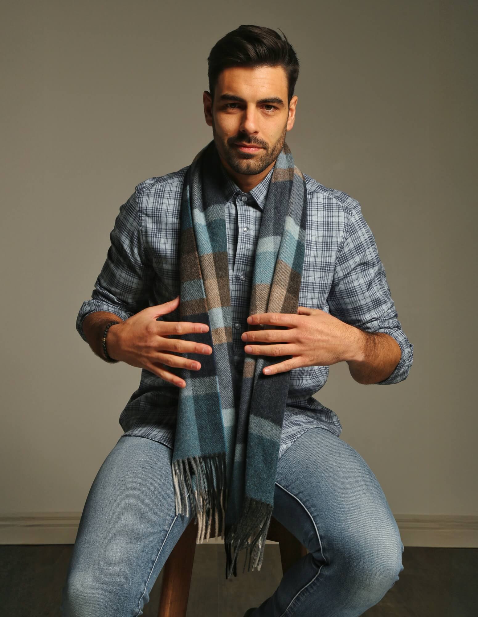 DÉCLIC Aosta Check Scarf - Teal