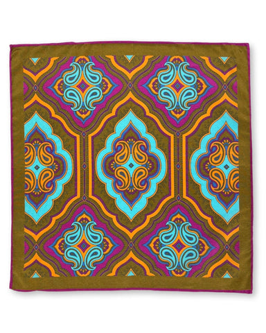 DÉCLIC Stroud Paisley Pocket Square - Chocolate