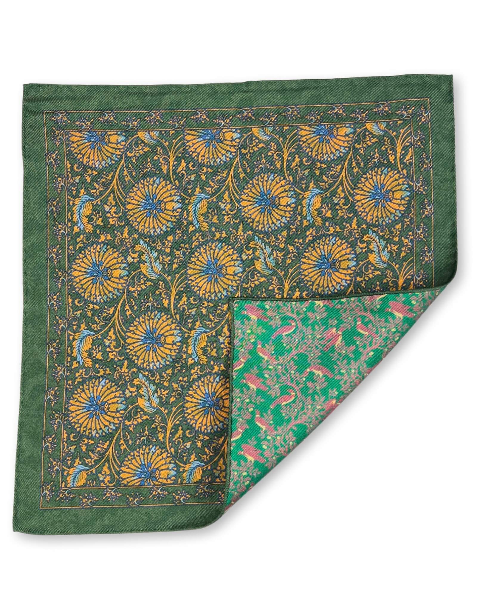 DÉCLIC Priory Reversible Pocket Square - Green