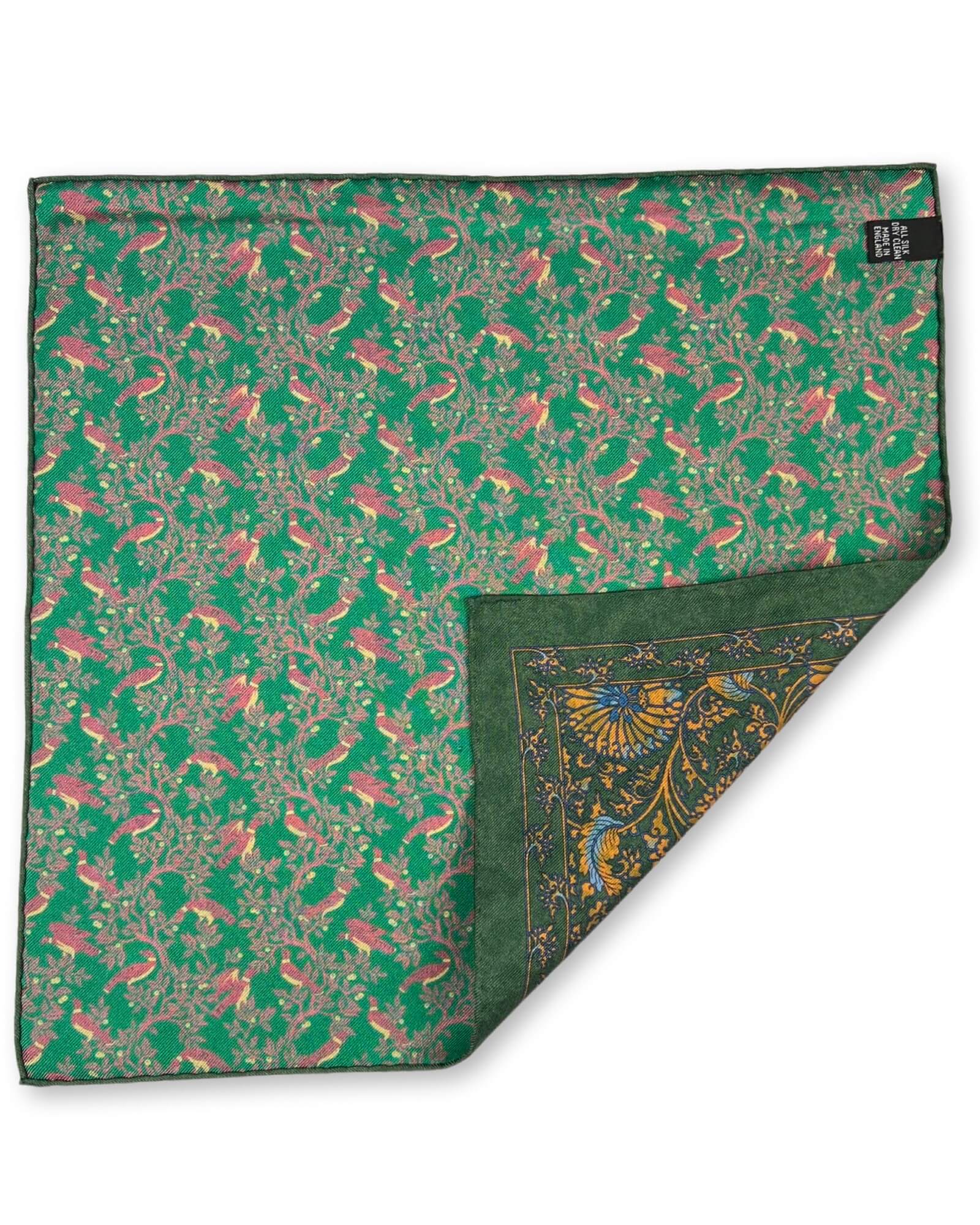 DÉCLIC Priory Reversible Pocket Square - Green