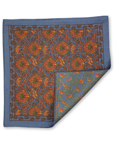 DÉCLIC Mariner Paisley Pocket Square - Aqua