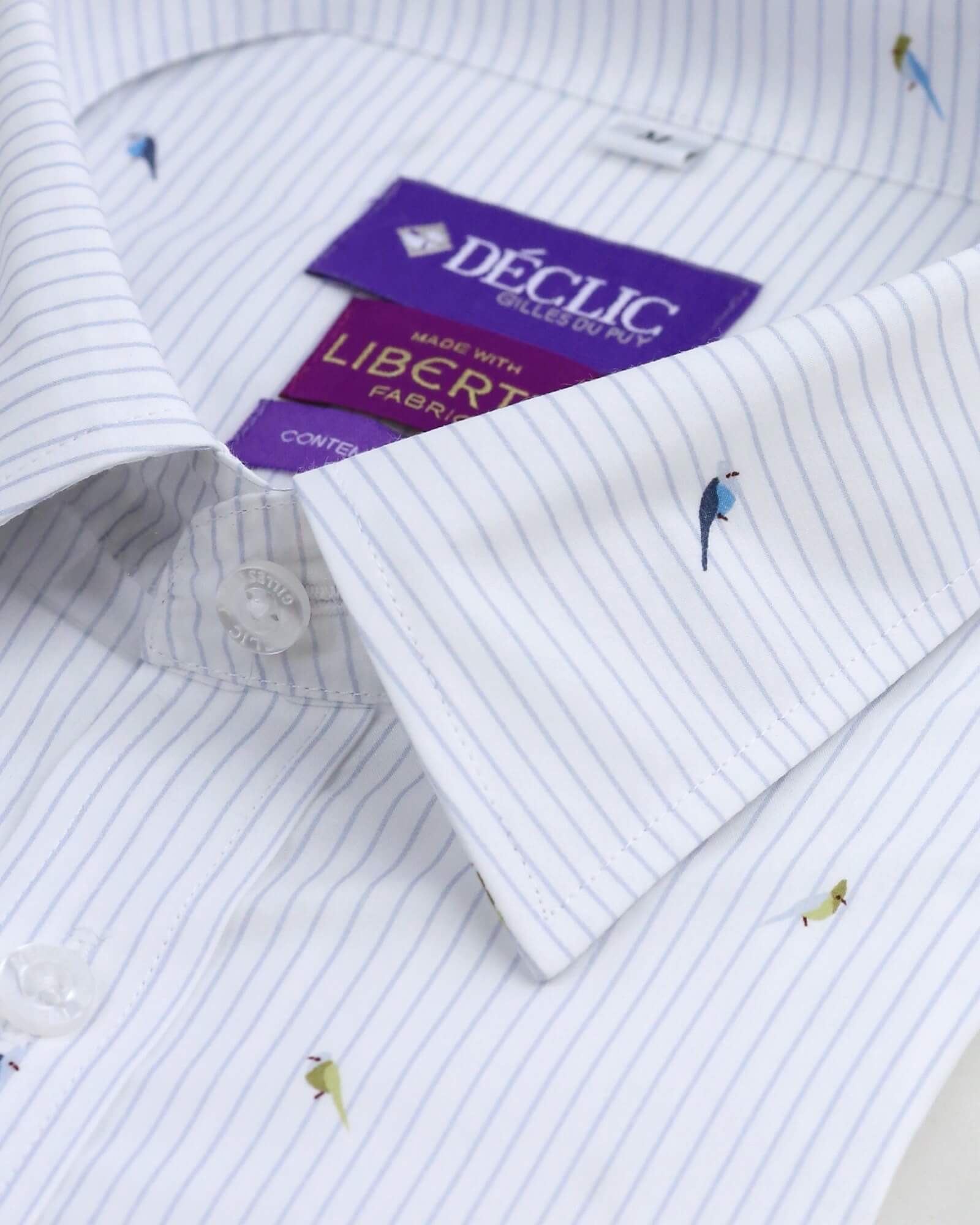 DÉCLIC Liberty Parrot Flock Stripe Print Shirt - White