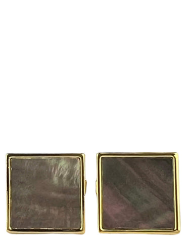 DÉCLIC Diamante Square Gold Cufflink - White