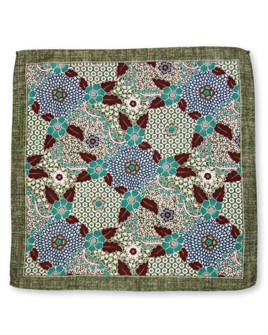 DÉCLIC Olney Paisley Pocket Square - Green