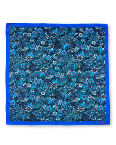 DÉCLIC Mariner Paisley Pocket Square - Aqua