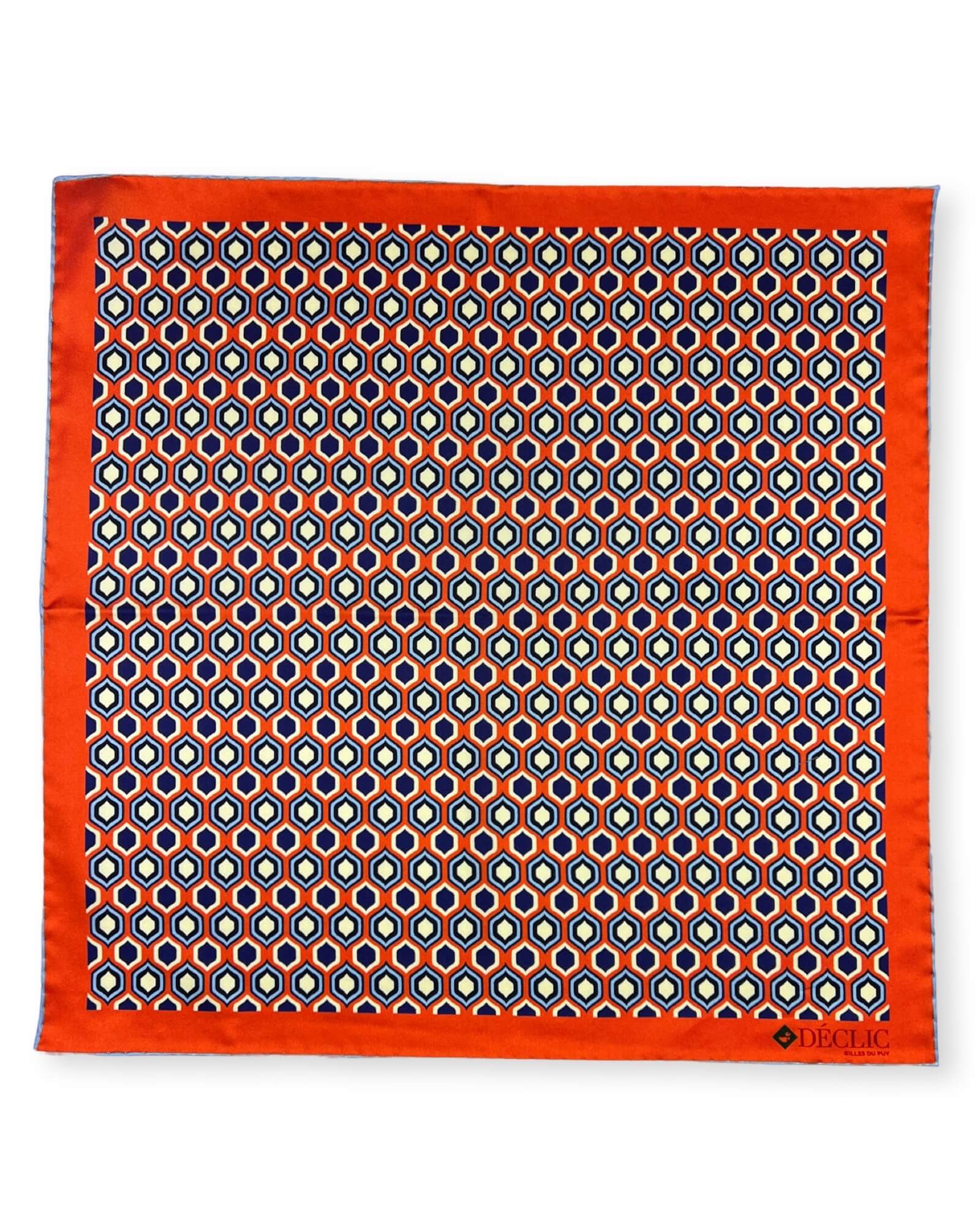 DÉCLIC Chesham Pattern Pocket Square - Orange