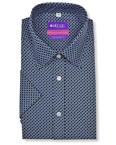 DÉCLIC Gene Spot Print Short Sleeve Shirt - Blue