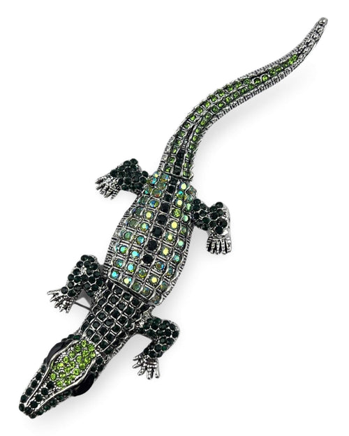 DÉCLIC Crocodile Diamante Pin - Green