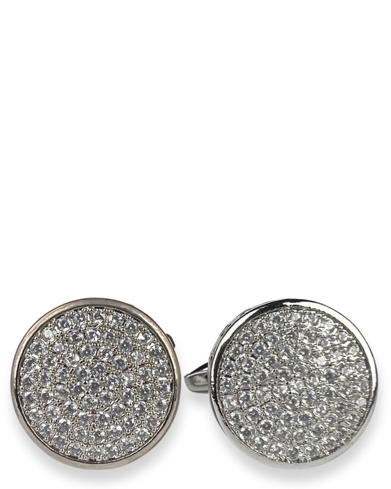 DÉCLIC Diamante Round Pave Cufflink - Silver