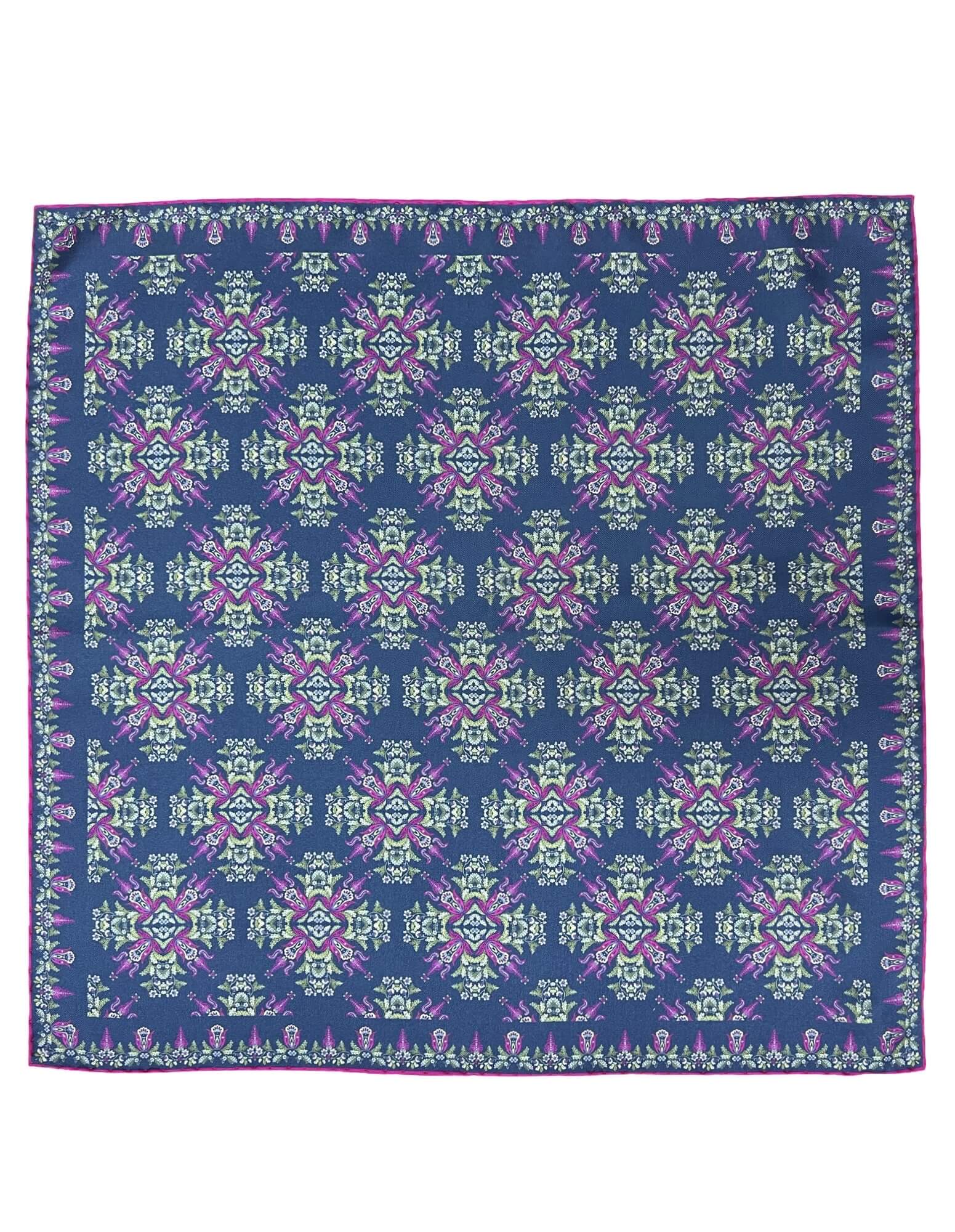 DÉCLIC Ashington Floral Pocket Square - Navy