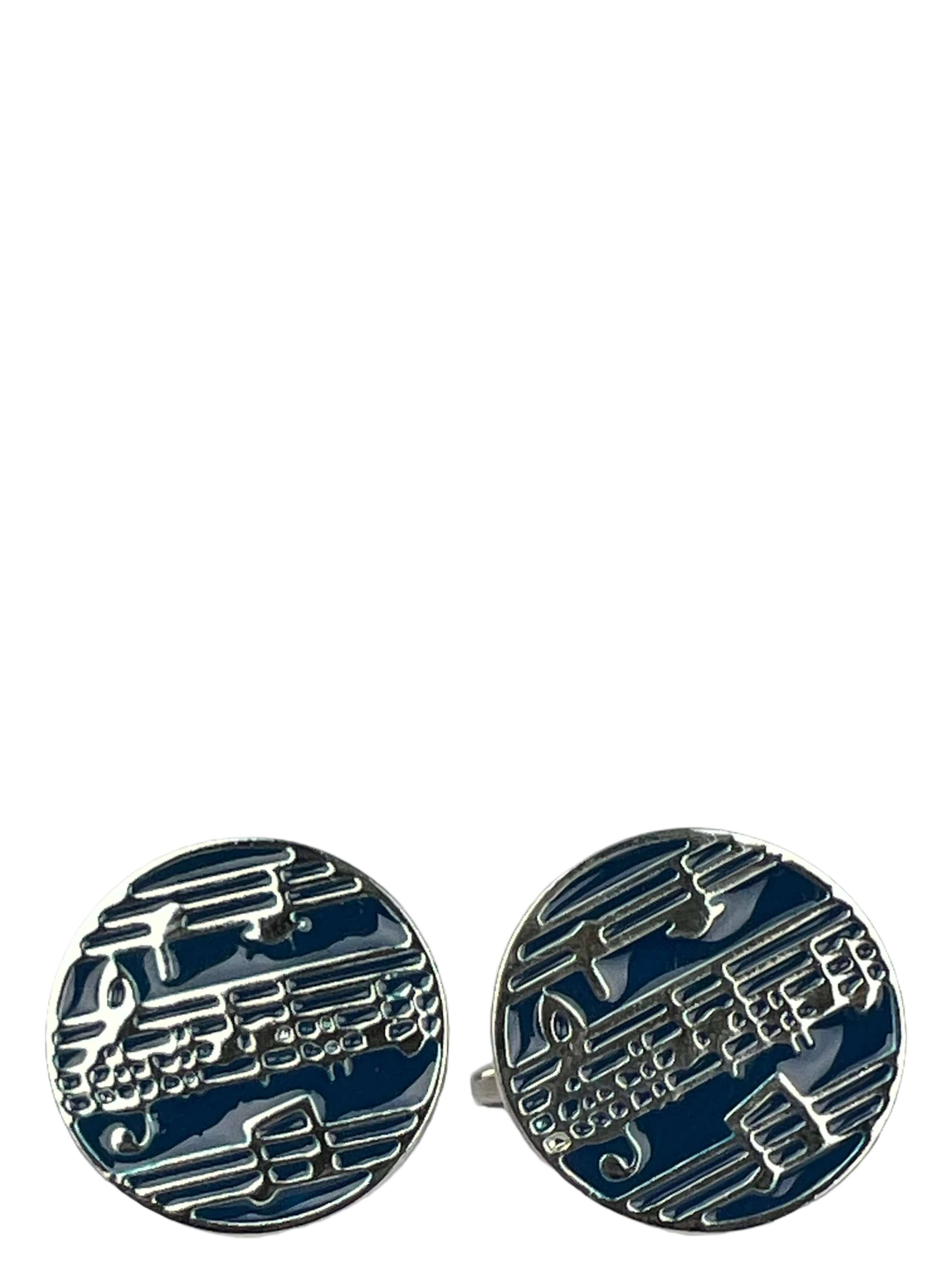 DÉCLIC Sheet Music Round Cufflink - Blue
