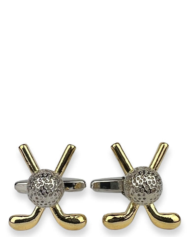 DÉCLIC Diamante Square Gold Cufflink - White