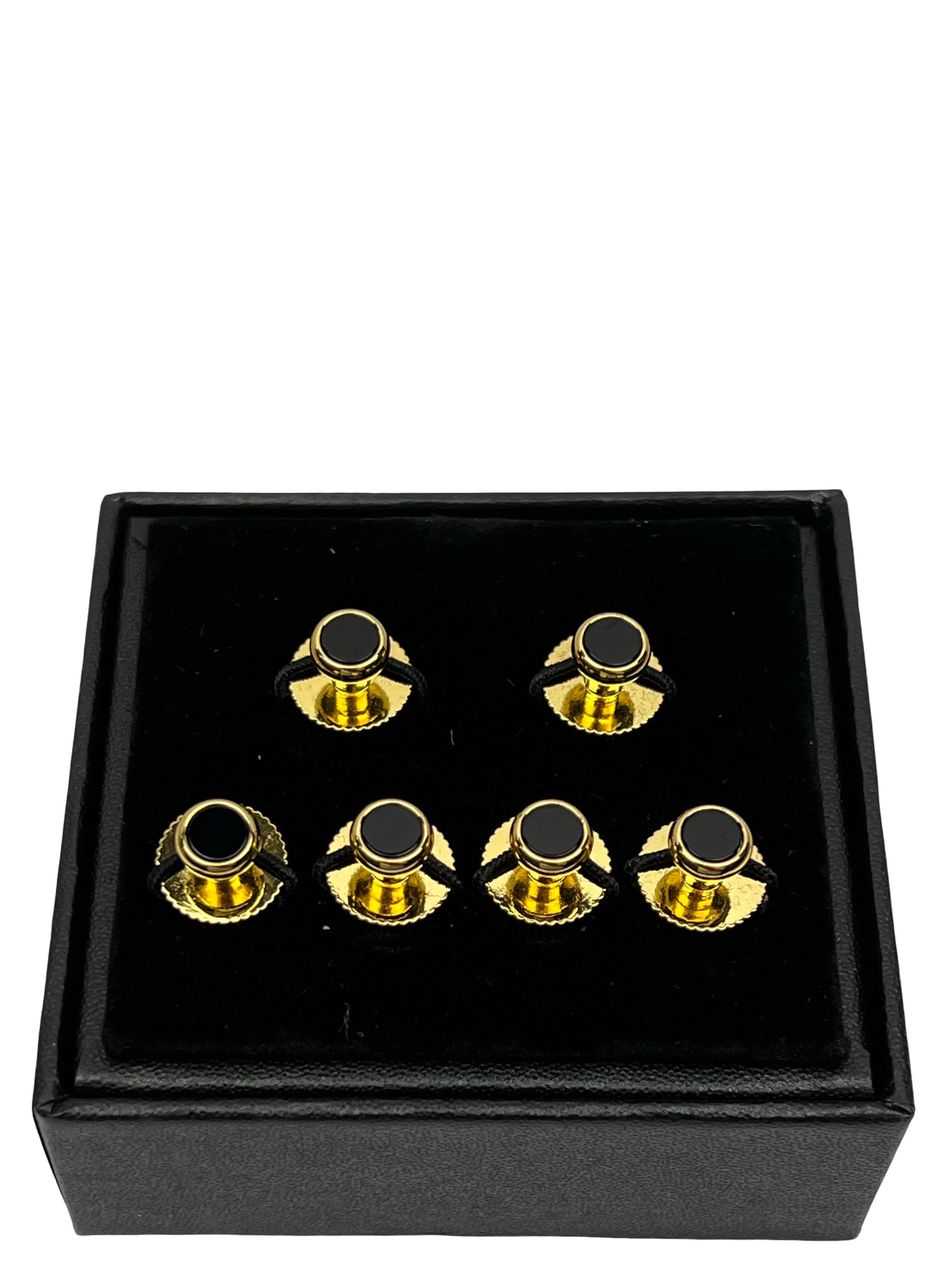 DÉCLIC Onyx (6) Screw Shirt Studs - Gold
