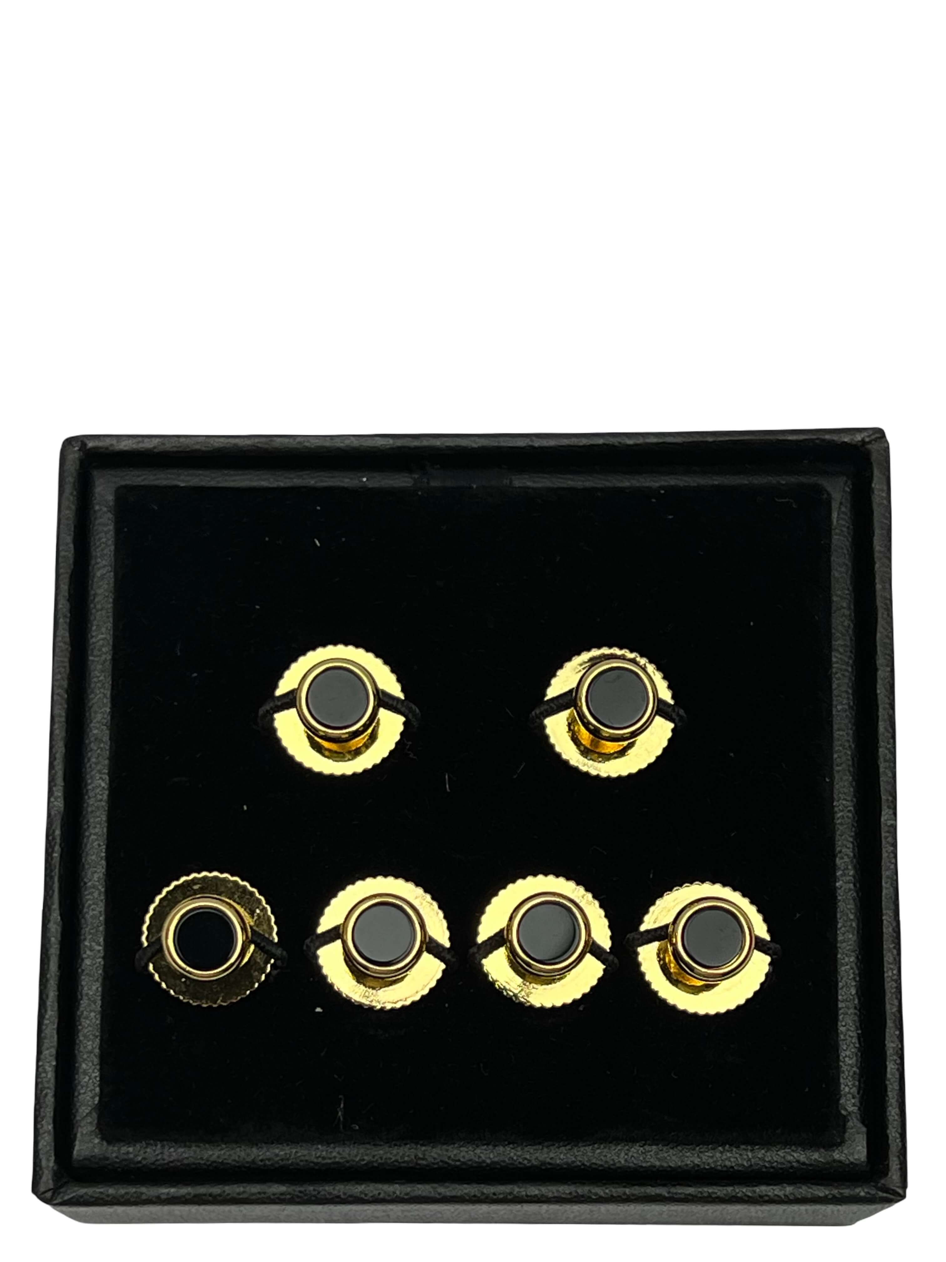 DÉCLIC Onyx (6) Screw Shirt Studs - Gold