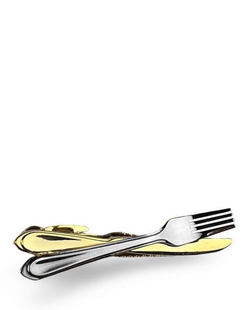 DÉCLIC Fork & Knife Tie Bar - Silver/Gold