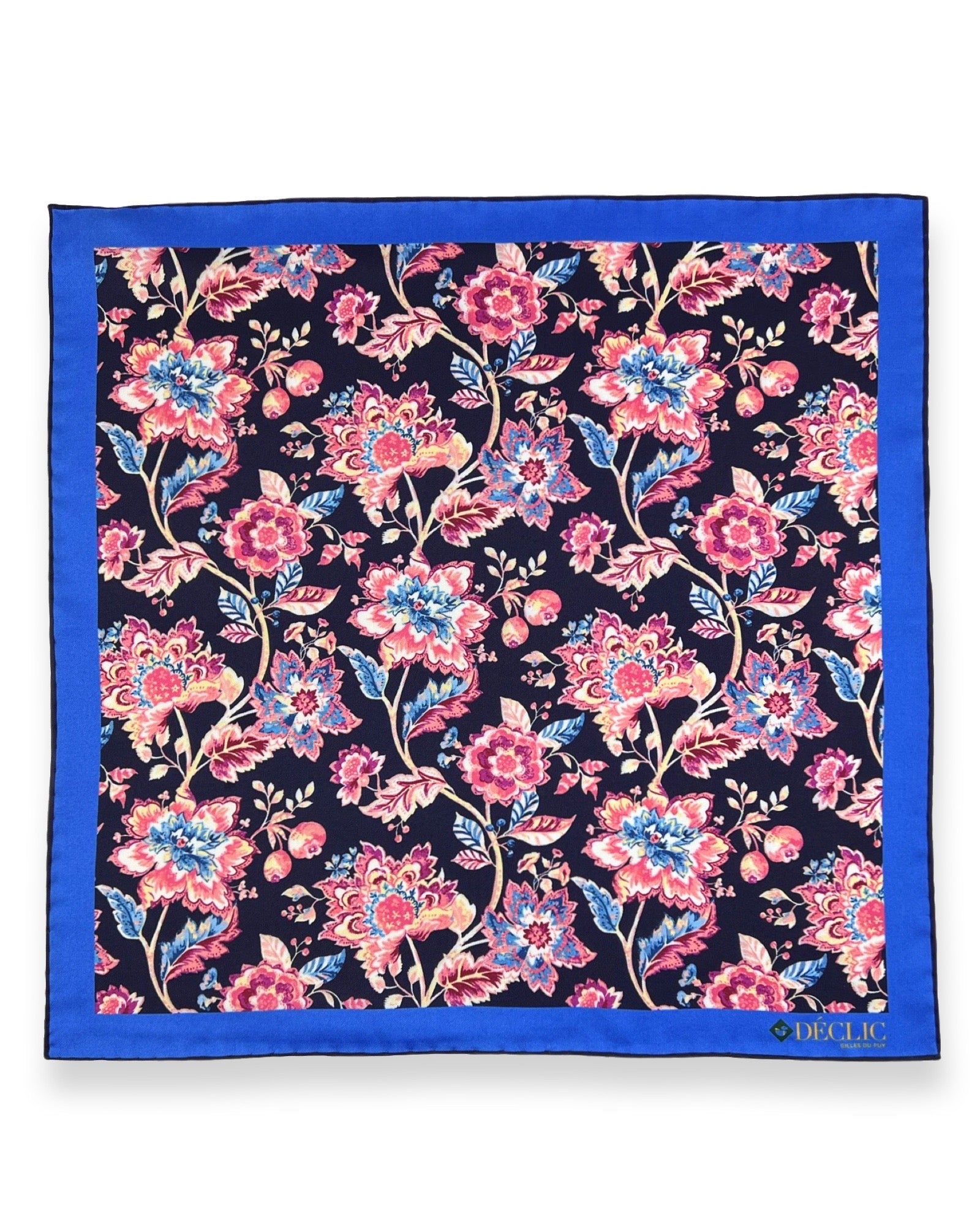 DÉCLIC Studley Floral Pocket Square - Navy