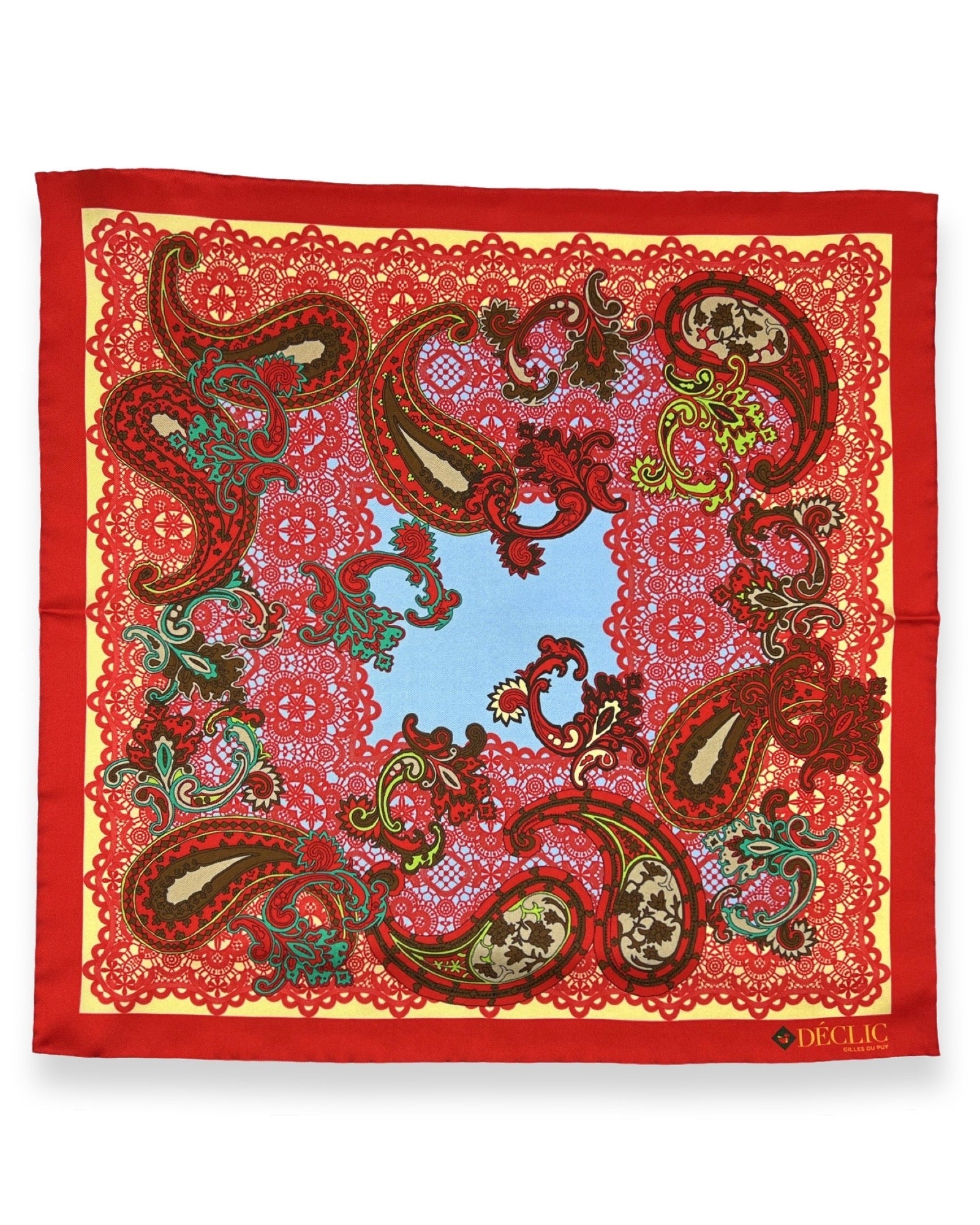 DÉCLIC Stowe Paisley Pocket Square - Red