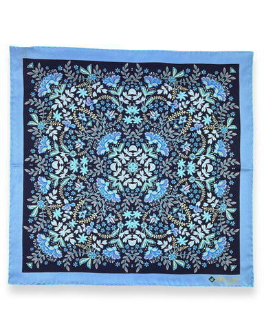 DÉCLIC Enprime Floral Pocket Square - Blue