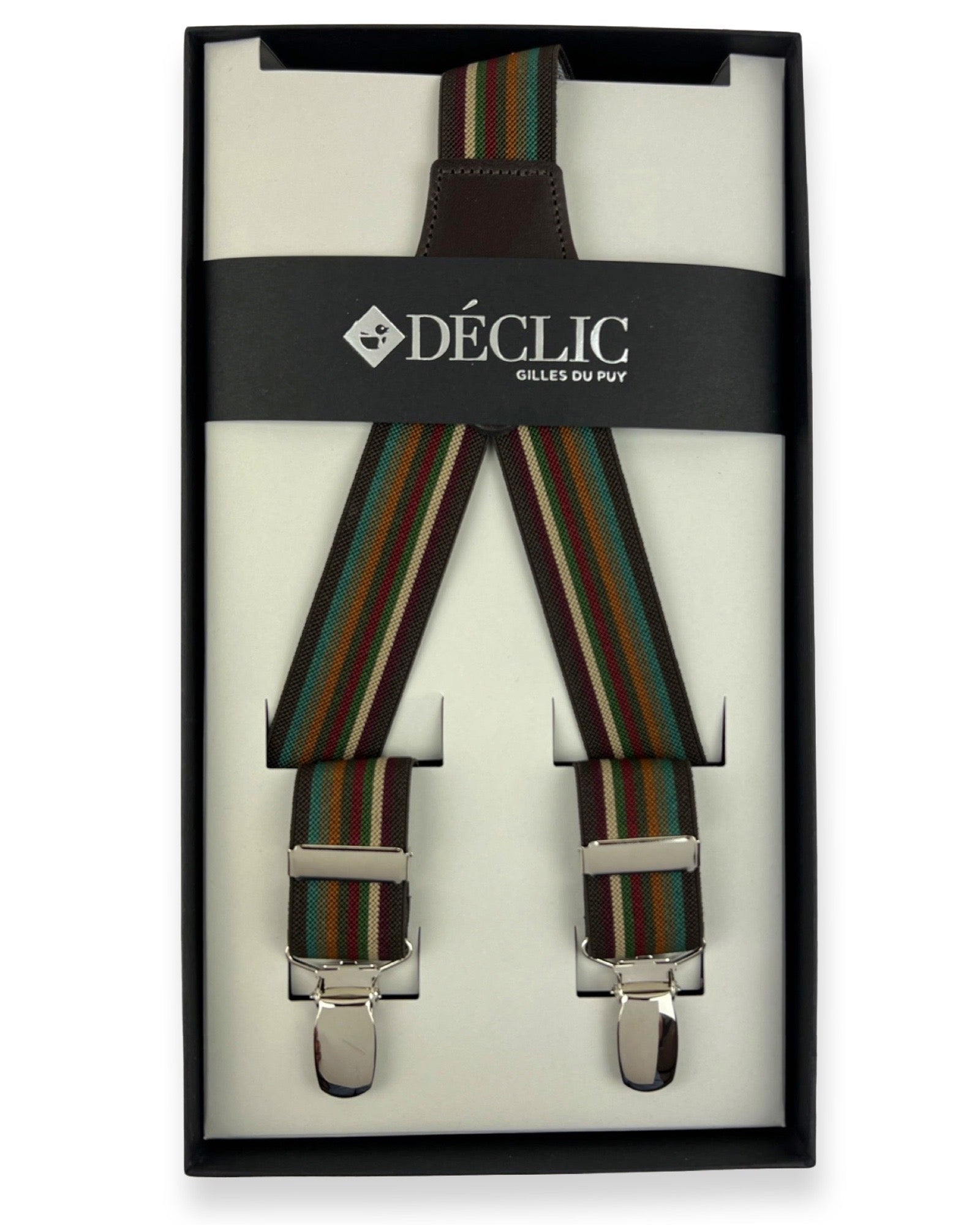 Multi-Stripe 2.5cm Clip Braces - Brown