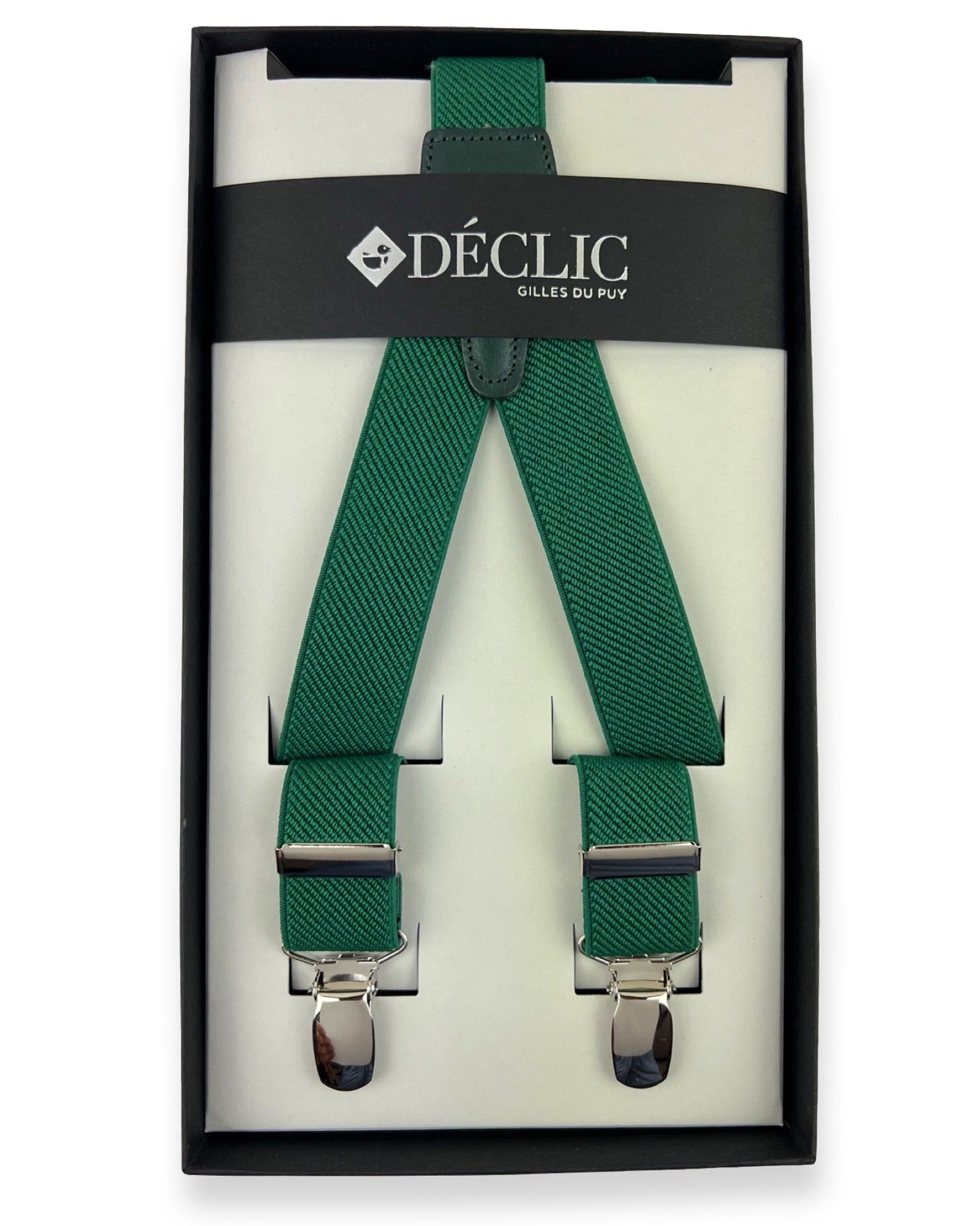 Plain 2.5cm Clip Braces - Emerald