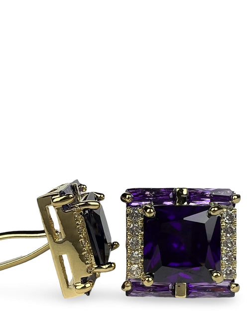 DÉCLIC Diamante Square Gold Cufflink - Purple
