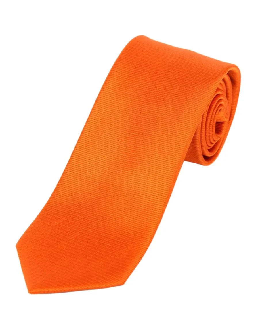 JA Ribbed Twill Silk Tie - Orange