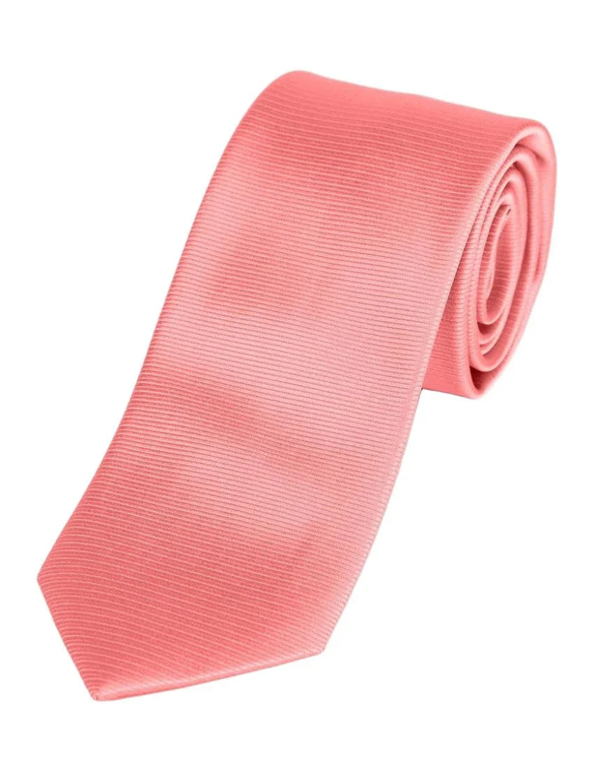 JA Ribbed Twill Silk Tie - Coral