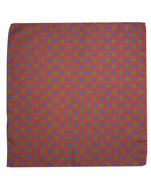 CANTINI Primula Patterned Pocket Square - Maroon