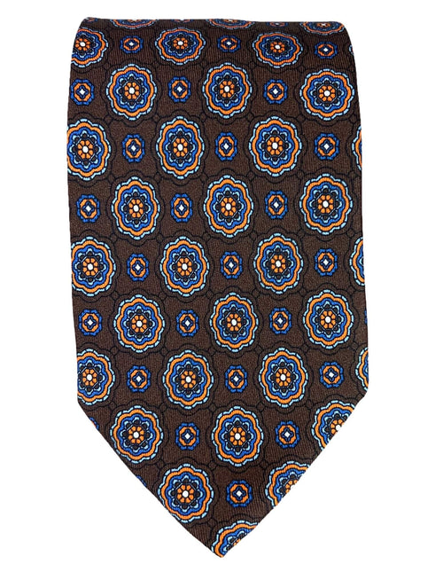 CANTINI Rosa Patterned Tie - Chocolate
