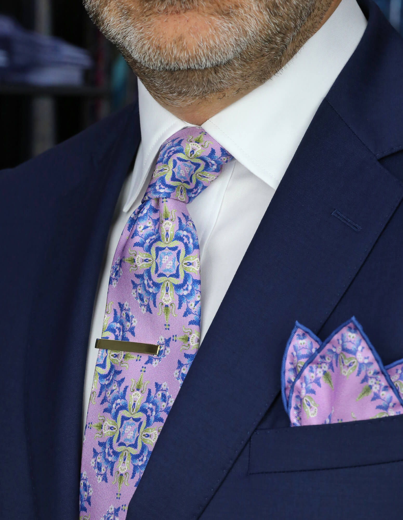 DÉCLIC Ashington Floral Pocket Square - Lavender