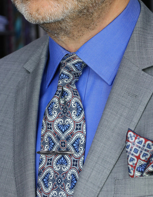 DÉCLIC Oakham Patterned Tie - Blue
