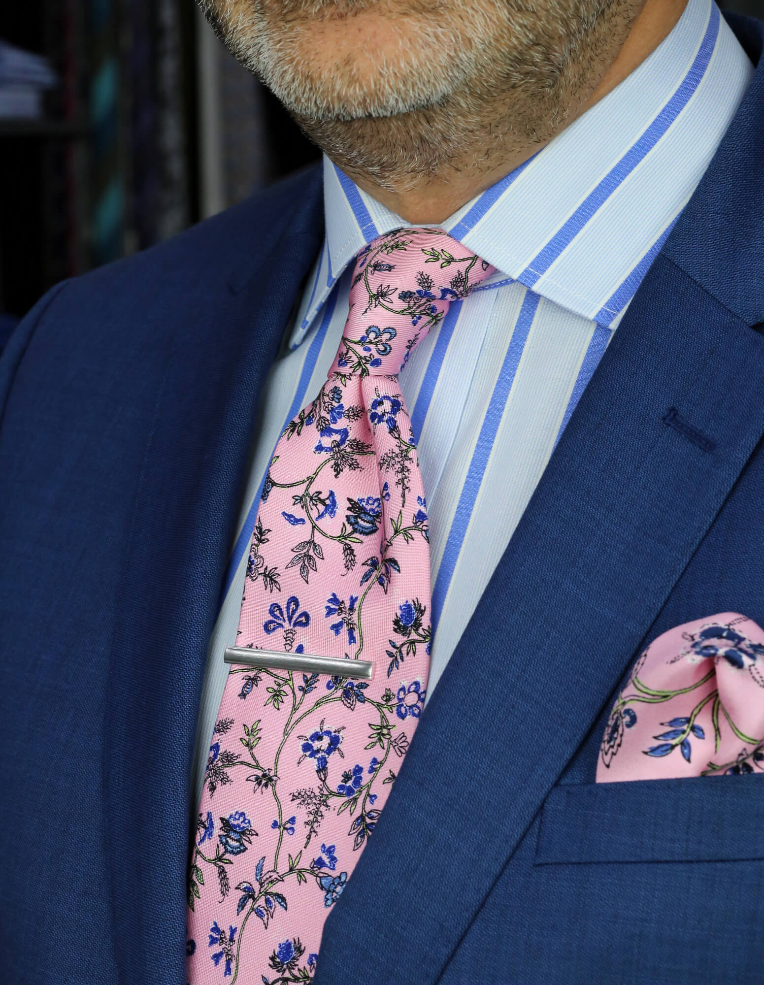 DÉCLIC Staveley Floral Pocket Square - Pink
