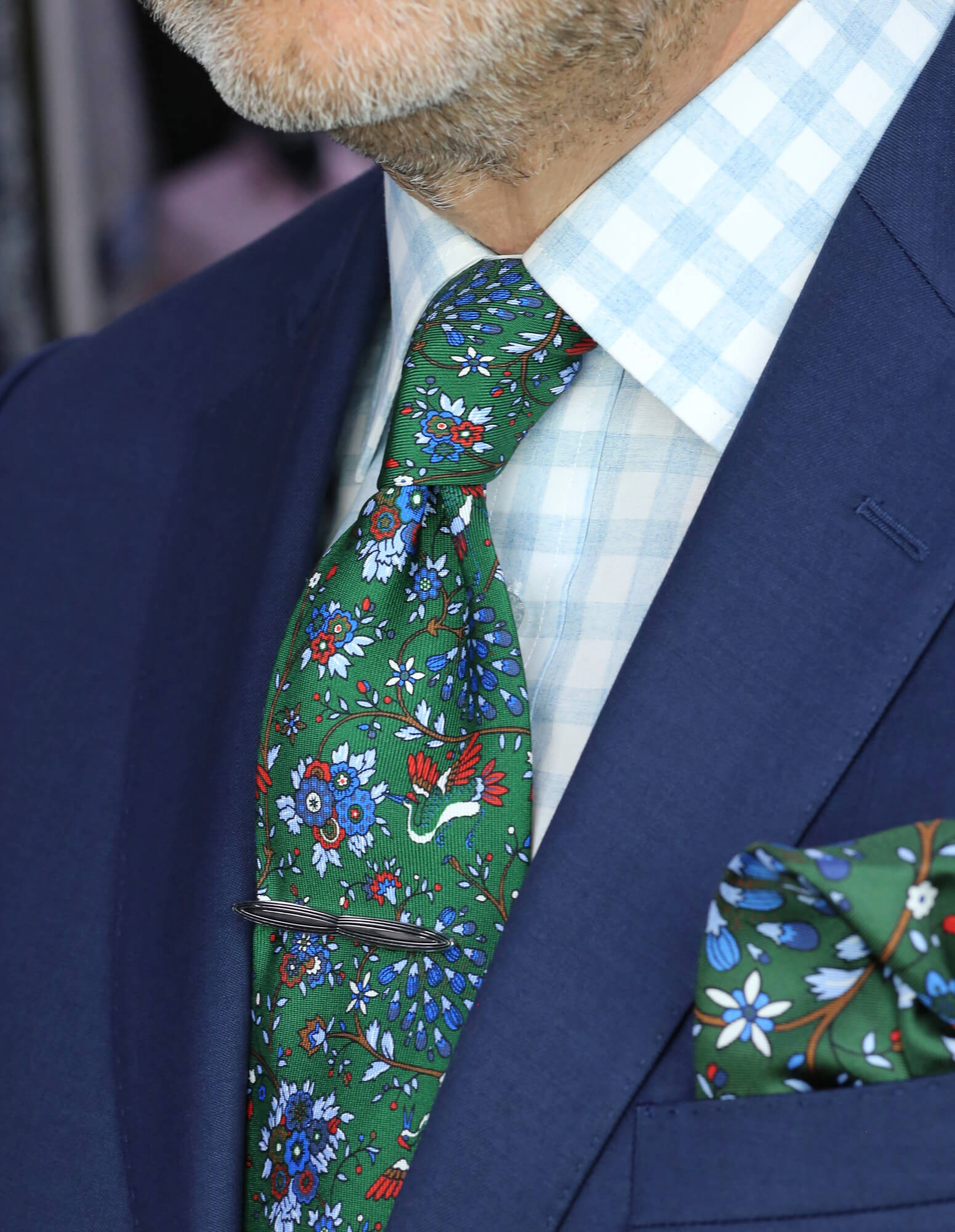 DÉCLIC Waterdale Floral Pocket Square - Green