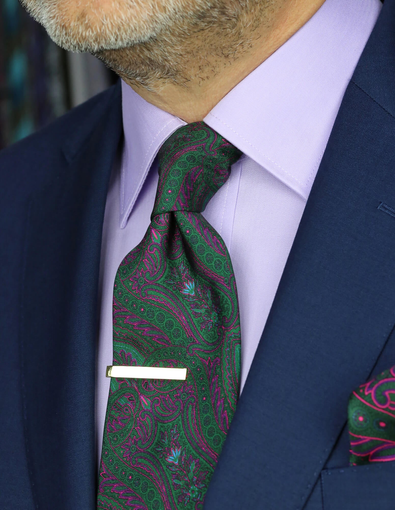 DÉCLIC Wetherby Paisley Pocket Square - Green